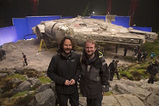 Producer Ram Bergman, left, and director Rian Johnson on the set of Star Wars: The Last Jedi. Photo by Jonathan Olley. Copyright 2015 Lucasfilm Ltd. All Rights Reserved.