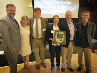 Left to right, Michael Archer, ICTA president, Beth Figge (QSC), Doug Sabin (American Cinema Equipment), Patty Boucher (American Cinema Equipment), Danny Pickett (QSC), and Mark Mayfield (QSC).