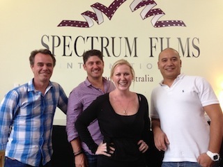 Photo courtesy of Spectrum Films: left to right, Adam Scott, general manager, Josh Pomeranz, managing director, Naomii Sinclair, business manager, and Rob Puru, chief technical engineer.