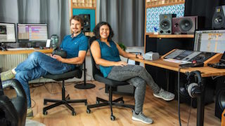 Ana Monte, right, and Daniel Deboy, cofounders of Delta Soundworks in Heidelberg, Germany.