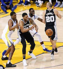 The April 22 National Basketball Association playoffs match of the Golden State Warriors versus the San Antonio Spurs.