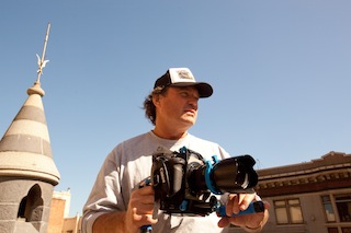 DP Dana Christiaansen with a Canon EOS C300 digital cinema camera.