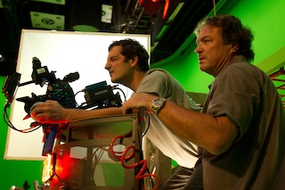 DP Dana Christiaansen, right and B camera operator Wes Cardino on the set of the short film Xxit.