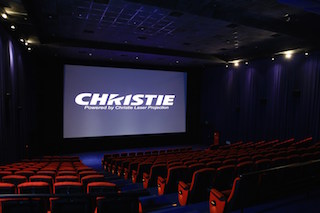 The auditorium at Vieshow Cinemas Qsquare equipped with the dual Christie Mirage 4KLH system.