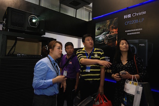 Visitors at Christie's BIRTV 2016 booth.