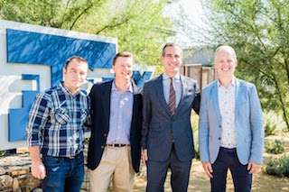 Left to right, FuseFX  chief technology officer Jason Fotter, FuseFX president David Altenau, Los Angeles Mayor Eric Garcetti and FuseFX executive producer Tim Jacobsen.
