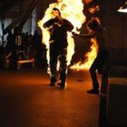 Chip Mefford, stunt performer, on fire 