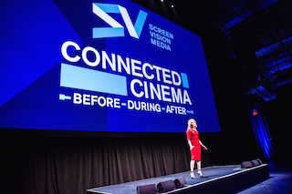 Christine Martino welcomes the media. Recently rebranded Screenvision Media has rolled out the Connected Cinema experience. All photos by Skyhook's Rick Gilbert Photography.