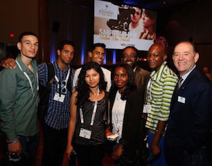 Leon Silverman, right, with students from NYC College of Technology/CUNY and City College of New York.