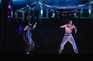 The late Tupac Shakur in a performance at Coachella that people incorrectly assumed was a hologram.