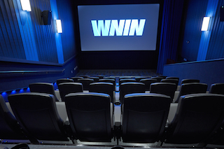 The theatre at WINN, the PBS affiliate in Indianapolis, Indiana. Cinema Pro did the front ends, wall draperies and hung the speakers there as well.
