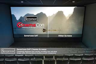 Severtson Screens will feature its SAT-4K cinema projection screen line during CinemaCon 2021, which is being held August 23-26 at Caesars Palace in Las Vegas, Nevada.