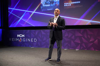 Scott Felenstein, NCM’s president, sales, marketing and partnerships, during the company’s upfront presentation for advertisers at Lincoln Center's Walter Reade Theater in New York City.