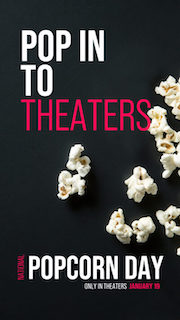 The Cinema Foundation, in partnership with Fandango, has announced that today movie theatres across the country will take part in National Popcorn Day. Movie theatres including more than 34,000 screens have agreed to participate, with promotions including discounted prices, unlimited popcorn refills, free popcorn with the purchase of a drink, or free popcorn.