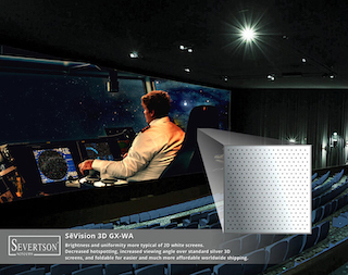 Severtson Screens will feature its enhanced SeVision 3D GX-WA projection screen coating during CinemaCon 2023, which is being held April 25-27 at Caesars Palace in Las Vegas, Nevada.