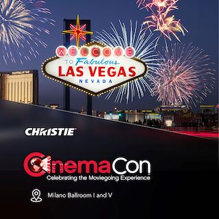 Christie will unveil its new CP2406_RBe cinema laser projector with Phazer illumination technology at the 13th annual CinemaCon, which is being held April 8-11 at Caesars Palace in Las Vegas. Christie will also be showing the Cinity Cinema System.